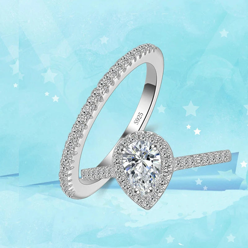 Elara Jewelry™ Heart Halo Sterling Silver Ring
