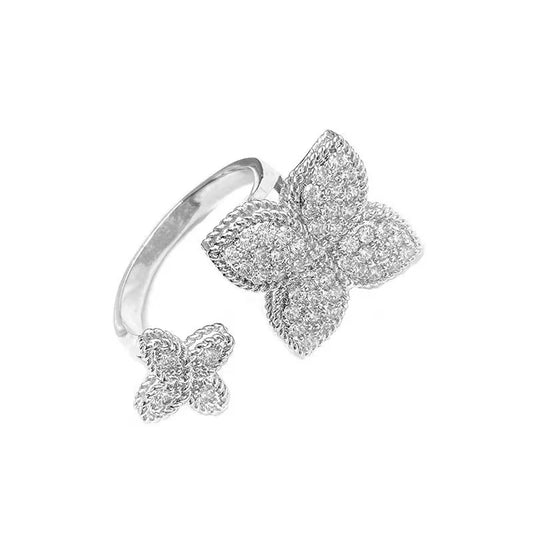 Elara Jewelry™ Crystal Flower Pavé Ring