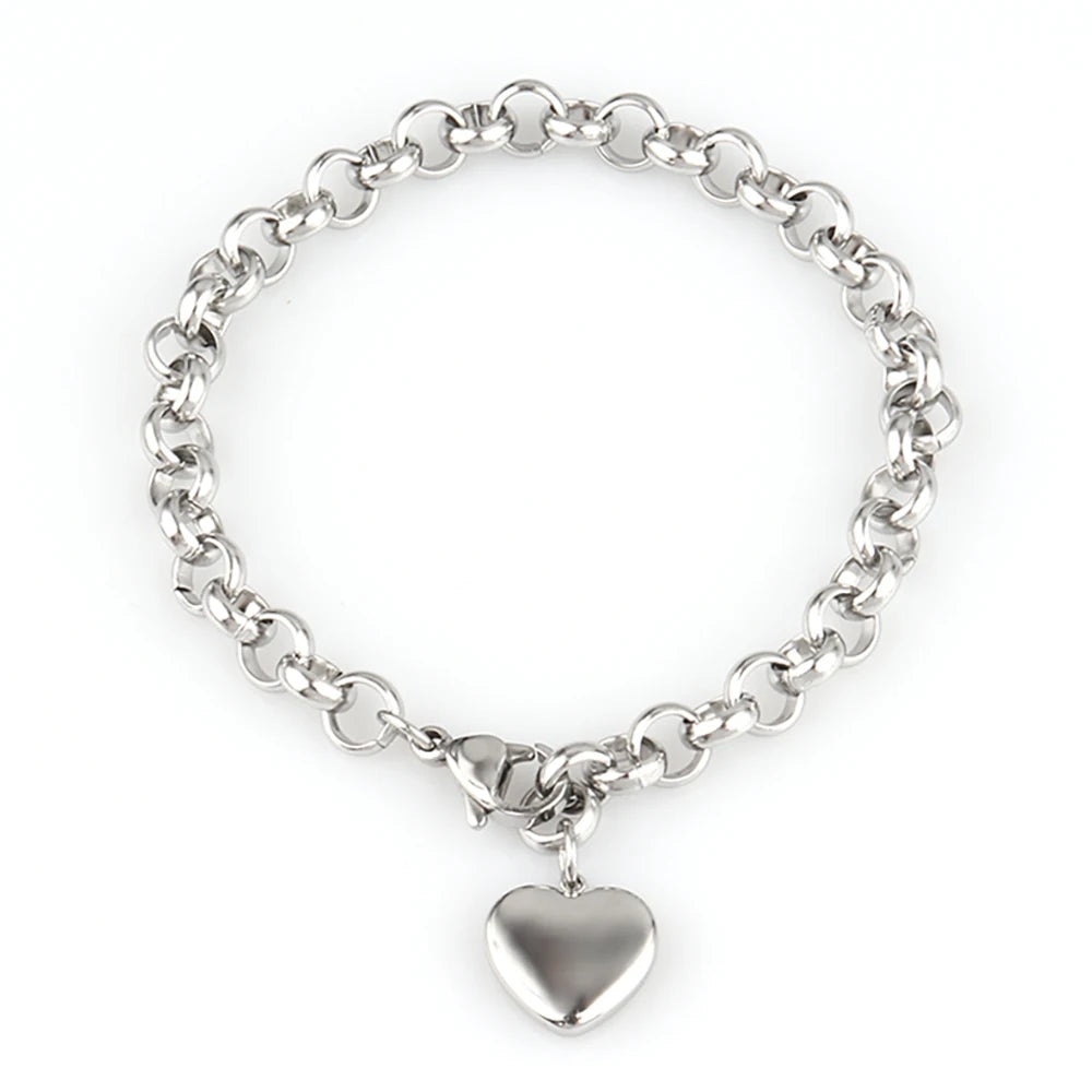 Elara Jewelry™ Chunky Heart Charm Bracelet