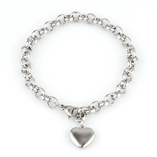 Elara Jewelry™ Chunky Heart Charm Bracelet