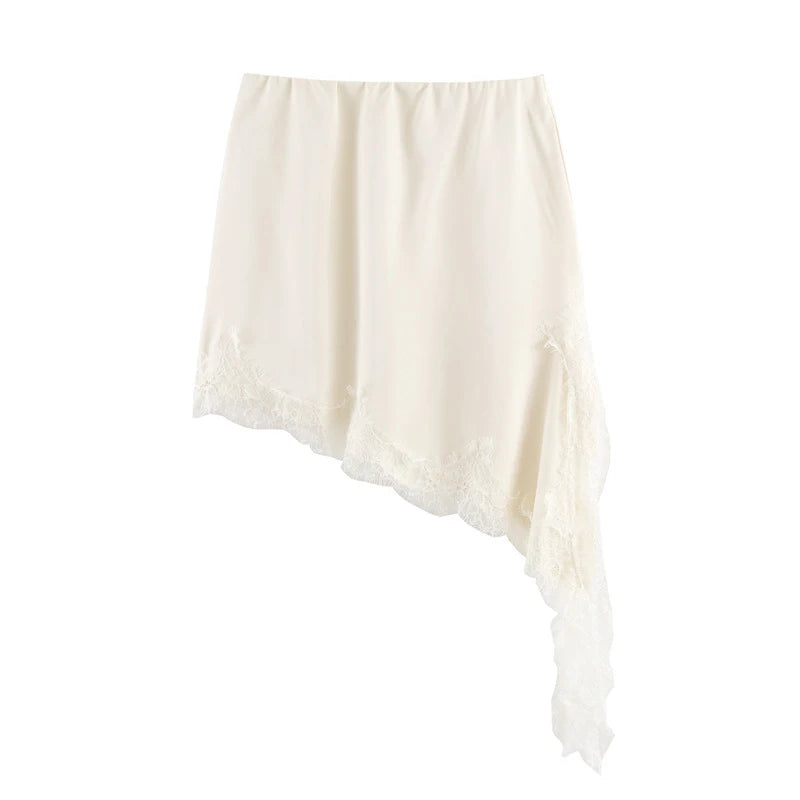 Satin Éclat™ Vintage Satin Lace Mini Skirt