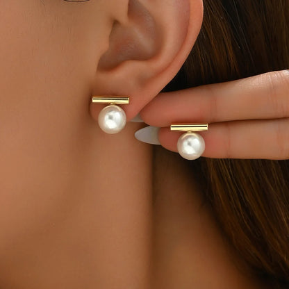 Elara Jewelry™ オーロラ パール バー イヤリング