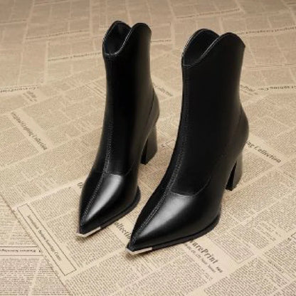Solenne Shoes™ Winter Thick Heeled Pointed Boots