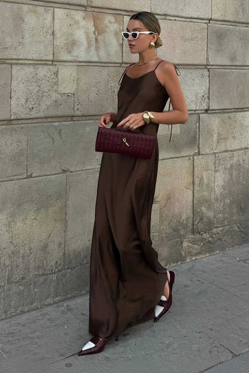 Satin Éclat™ Sleeveless Long Satin Dress
