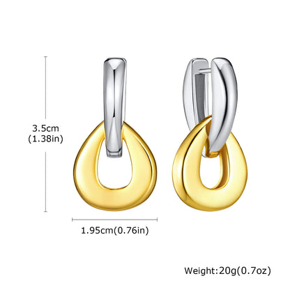 Elara Jewelry™ Two Tone Drop Earrings