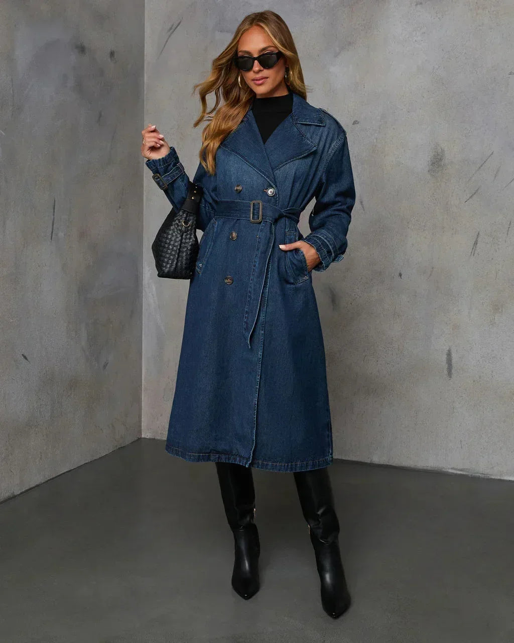 Lunara Winter™ Vintage Long Denim Trench Coat