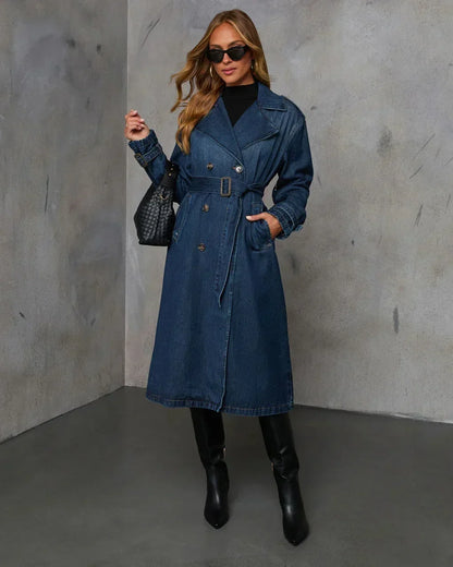 Lunara Winter™ Vintage Long Denim Trench Coat