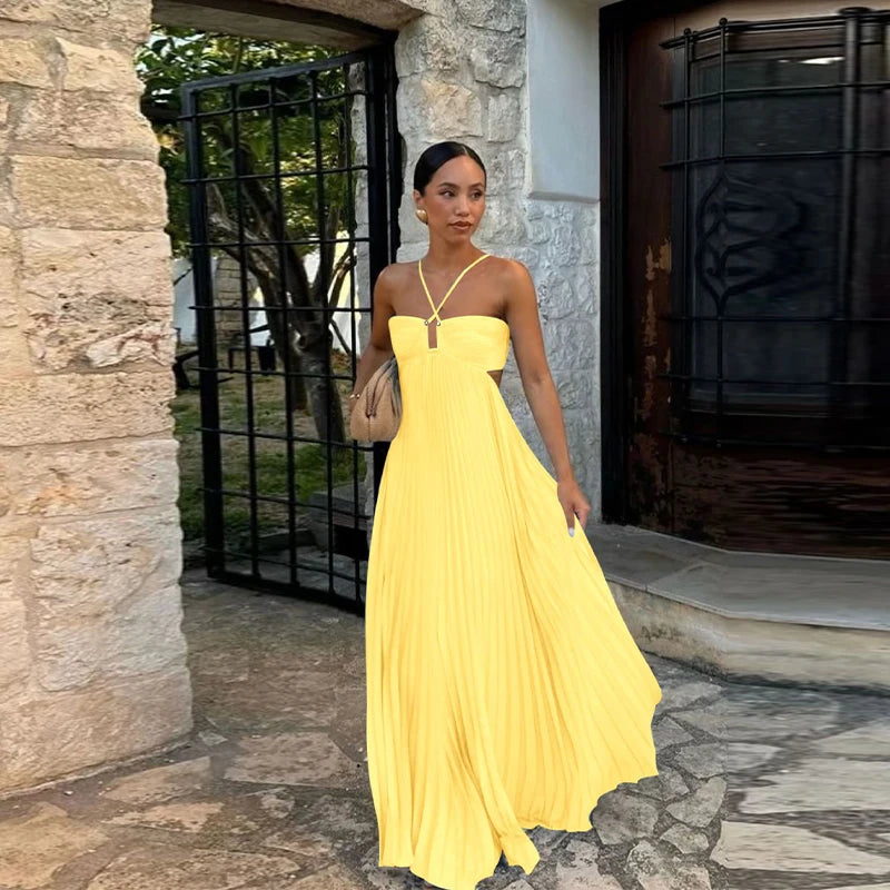 Amoura Dresses™ Sommer-Neckholder-Plisseekleid