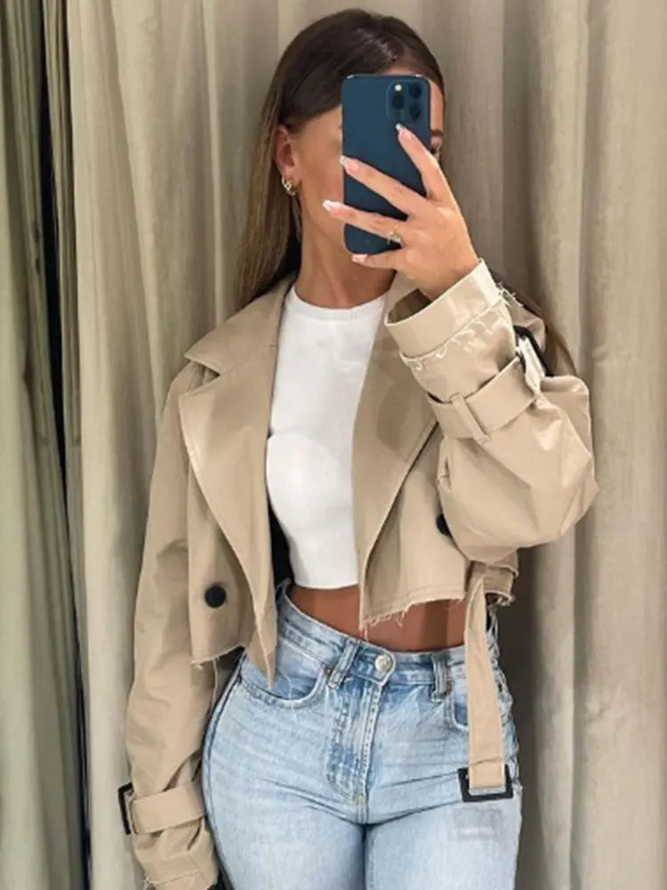 Lunara Winter™ Belt Cropped Trench Jacket