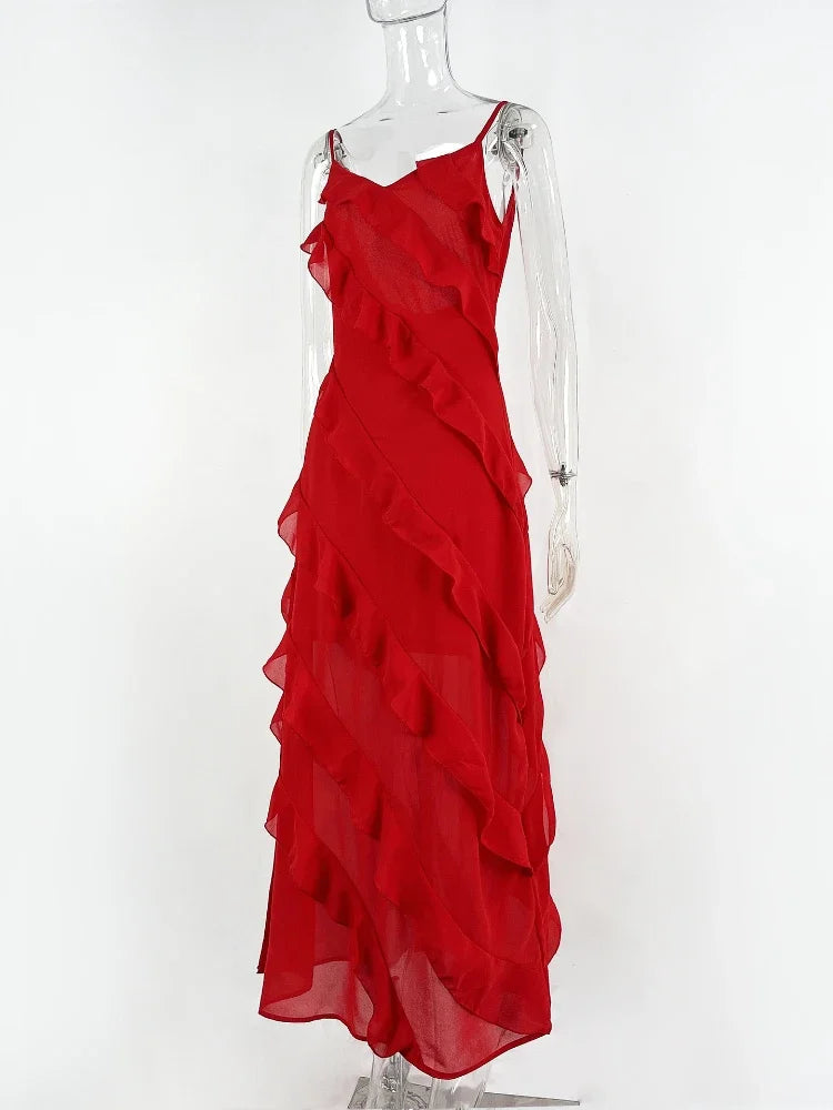 Amoura Dresses™ Chiffon Long Dress with Ruffle