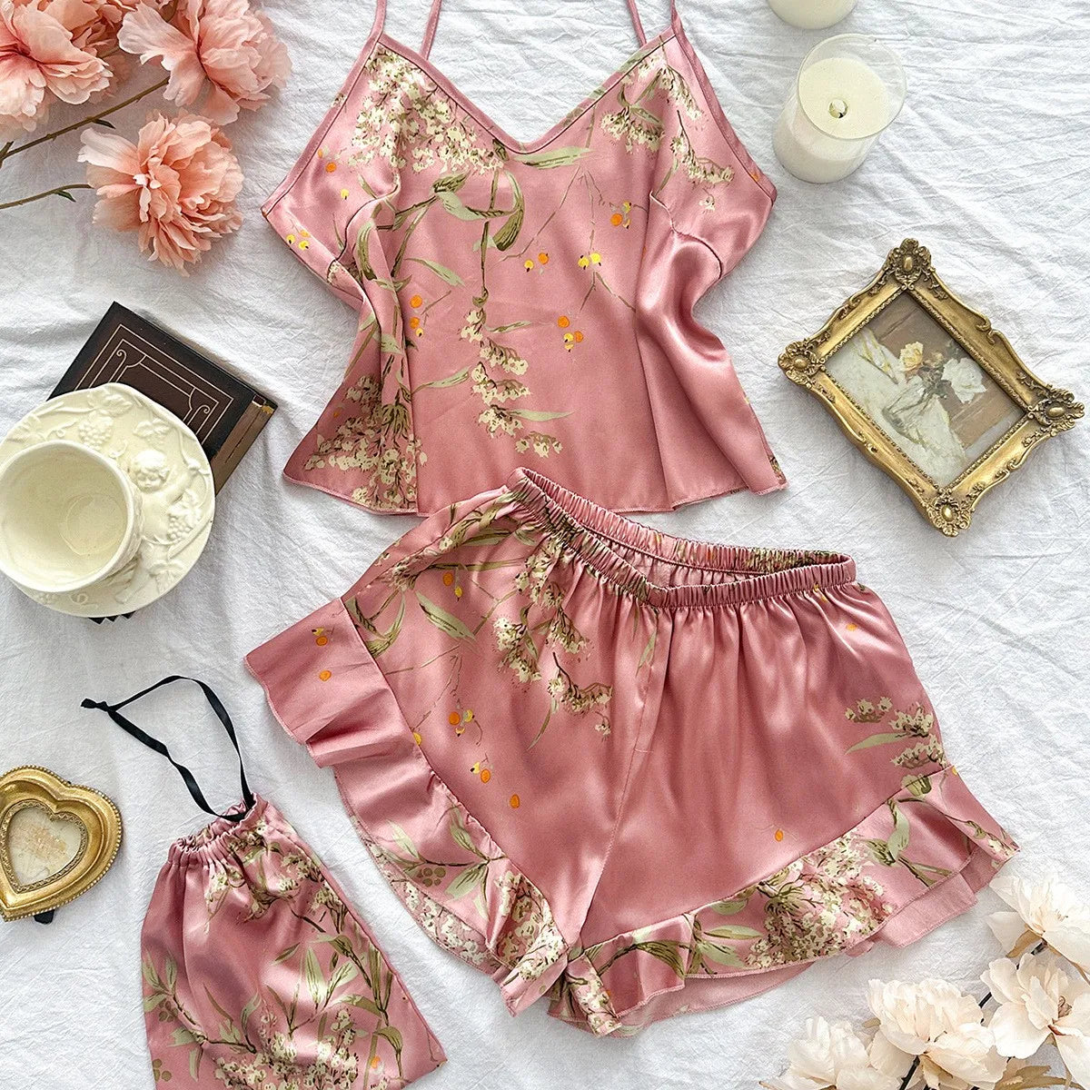 SatinÉclat™ Floral Print Pajama Set