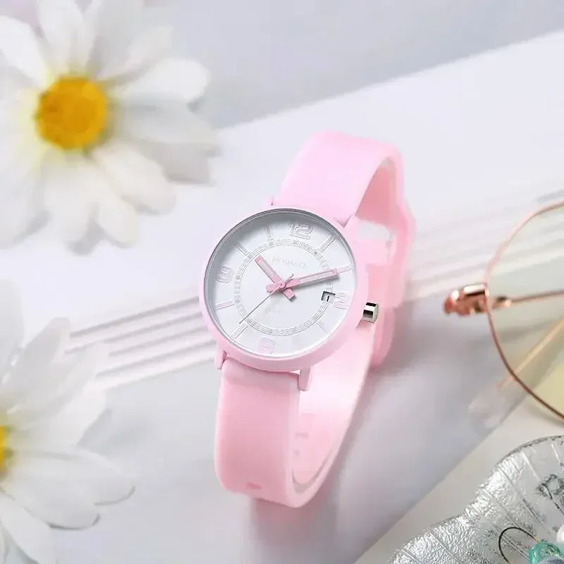 Velya Watches™ Kalenderuhr mit Silikonarmband