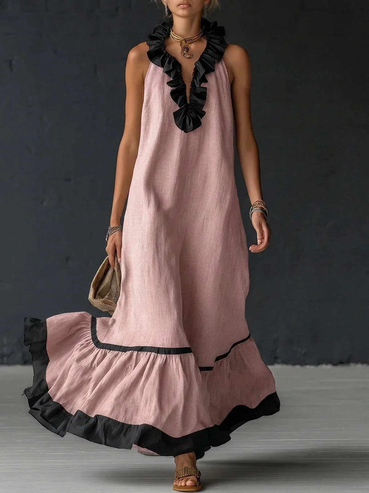 Amoura Clothes™ Abito senza maniche con scollo a V da donna