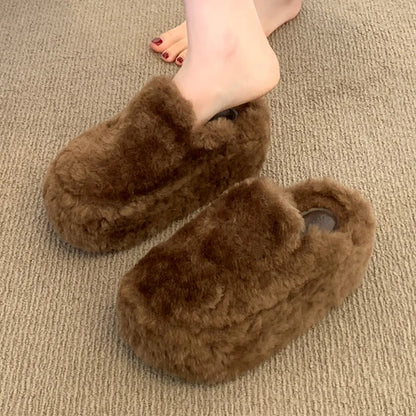 Lunara Winter™ Flat Platform Fur Slippers