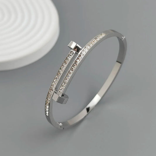 Elara Jewelry™ Crystal Pavé Hinged Bangle Bracelet