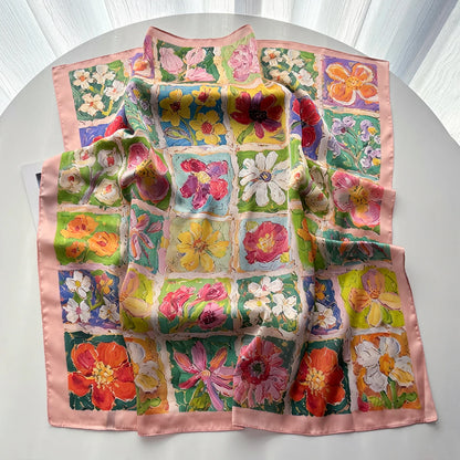 Pañuelo Cuadrado Floral SatinÉclat™ para Mujer