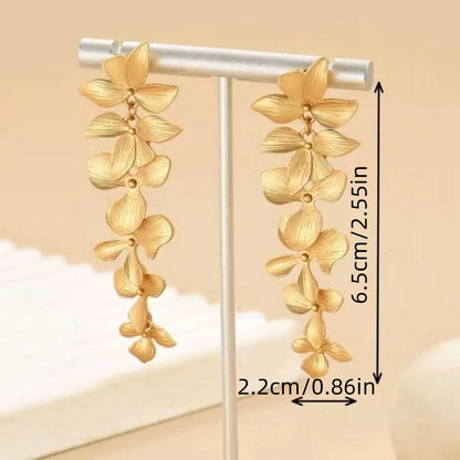Elara Jewelry™ Gold Floral Cascade Drop Earrings