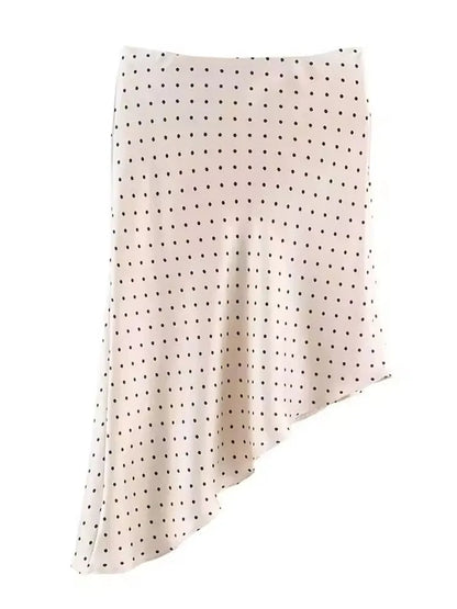 Satin Éclat™ Asymmetrical Polka Midi Skirt