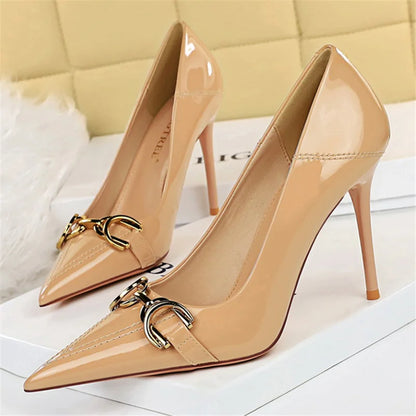 Solenne Shoes™ Metal Buckle Low Heel Pumps