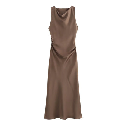 Amoura Dresses™ Sleeveless Satin Texture Dress