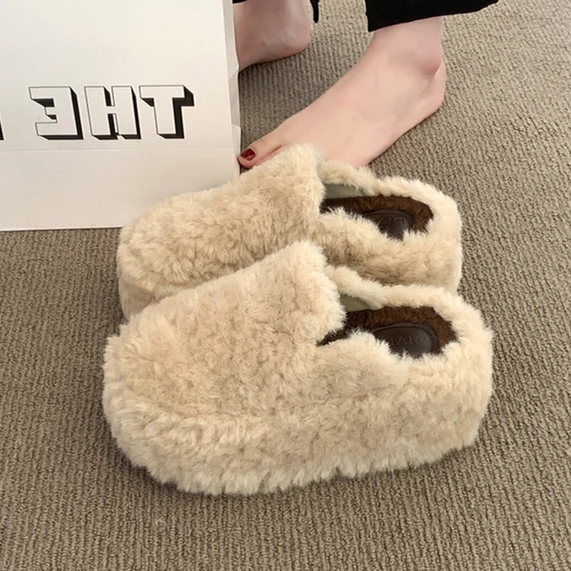 Lunara Winter™ Flat Platform Fur Slippers