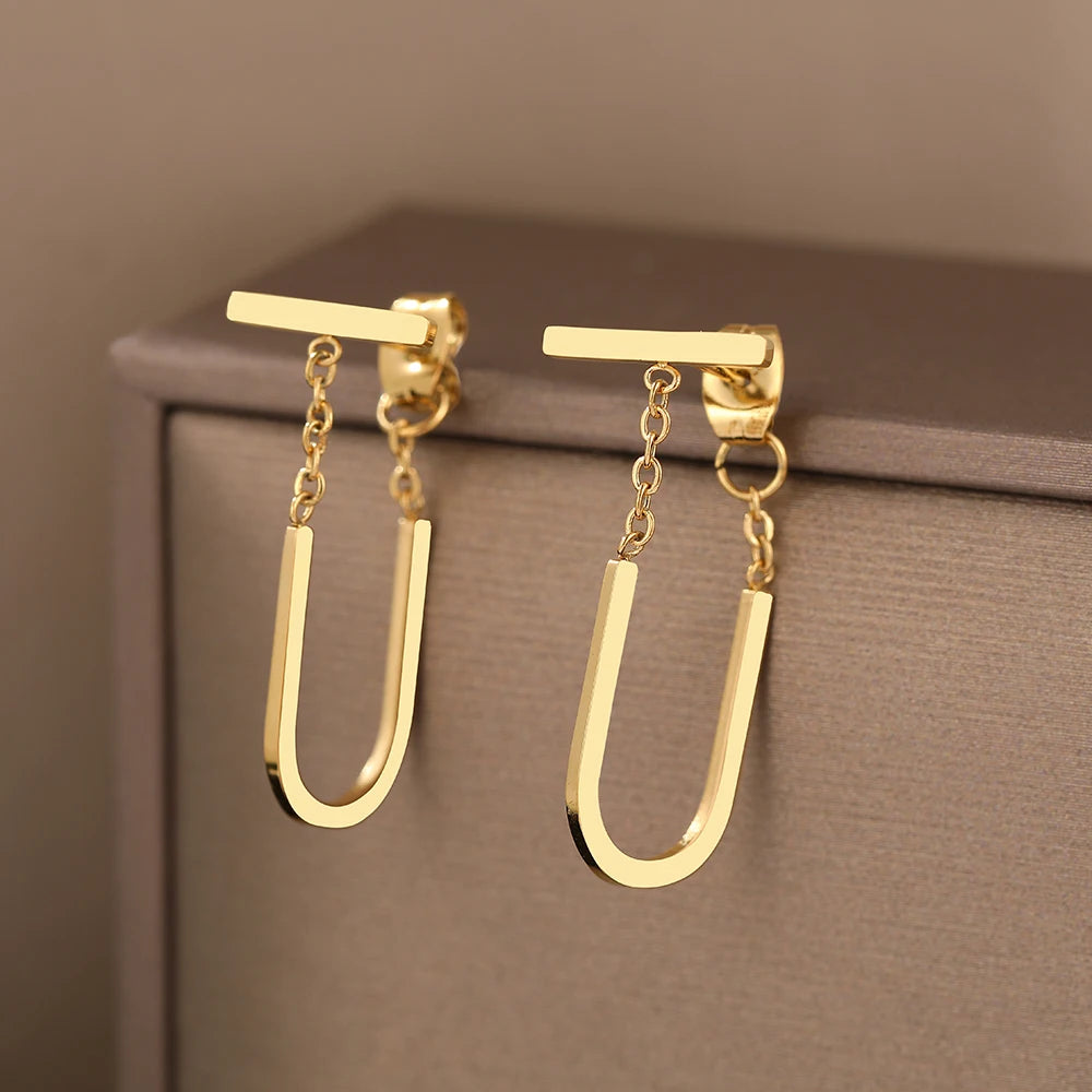 Elara Jewelry™ Elowen U-Link Drop Earrings