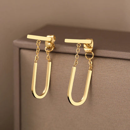 Elara Jewelry™ Elowen U-Link Drop Earrings