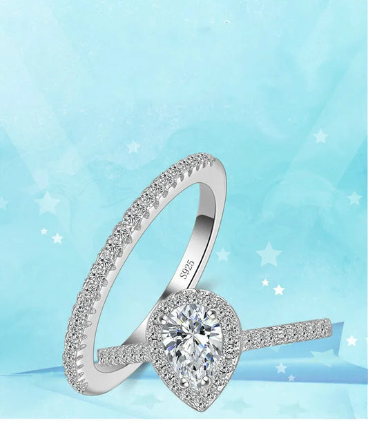 Elara Jewelry™ Heart Halo Sterling Silver Ring