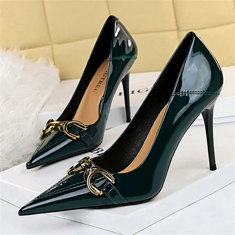 Solenne Shoes™ Metal Buckle Low Heel Pumps