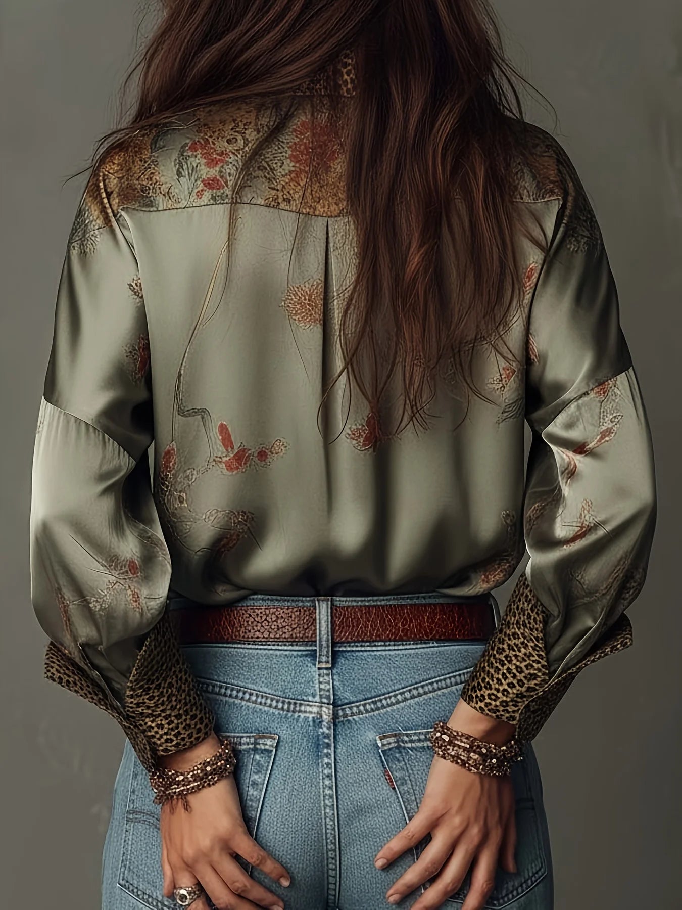 Satin Éclat™ Vintage Leopard Printed Blouse