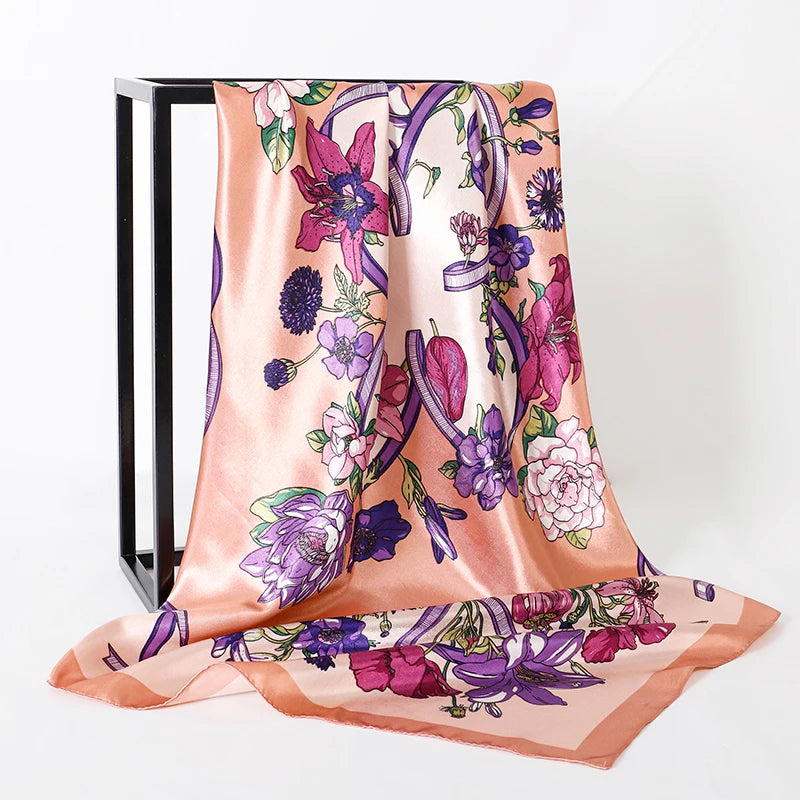 SatinÉclat™ Fashion Silk Square Scarf for Women