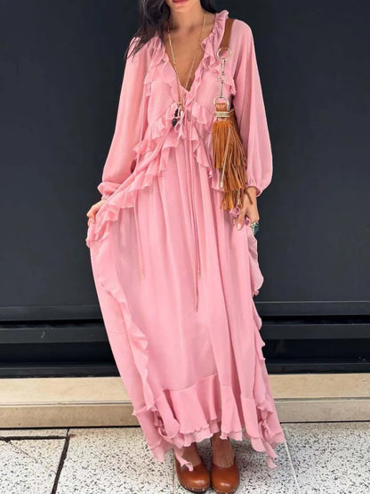 Amoura Dresses™ Chiffon Ruffle Maxi Dress