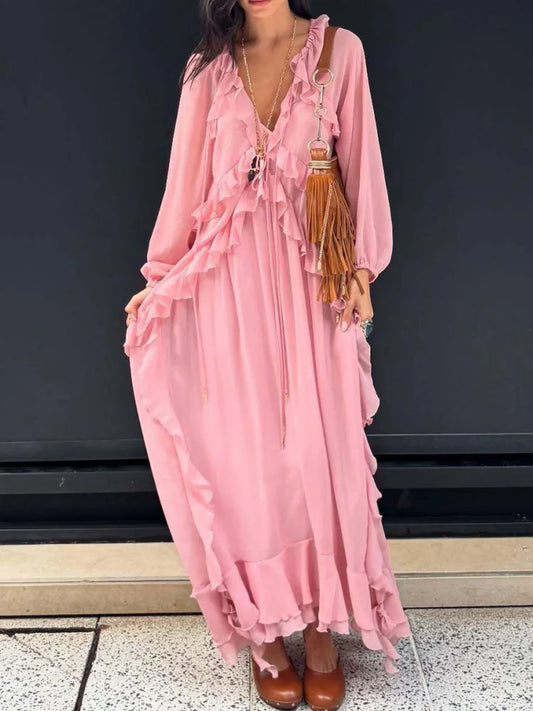 Amoura Dresses™ Chiffon Ruffle Maxi Dress