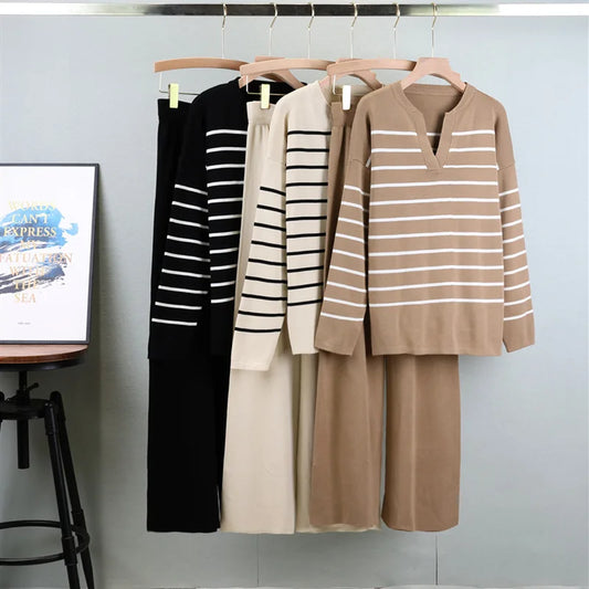 Lunara Winter™ 2-Piece Stripe Sweater Set