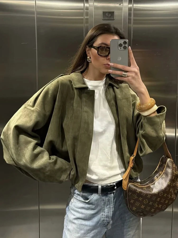 Lunara Winter™ Women Zipper Suede Jacket