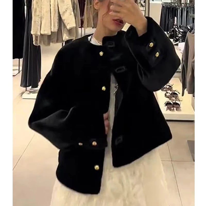 Lunara Winter™ Black Faux Fur Jacket for Women