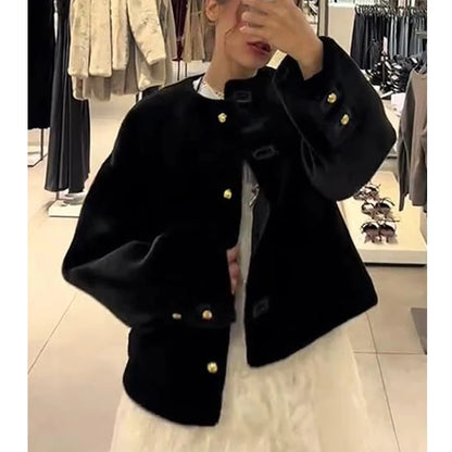 Lunara Winter™ Black Faux Fur Jacket for Women