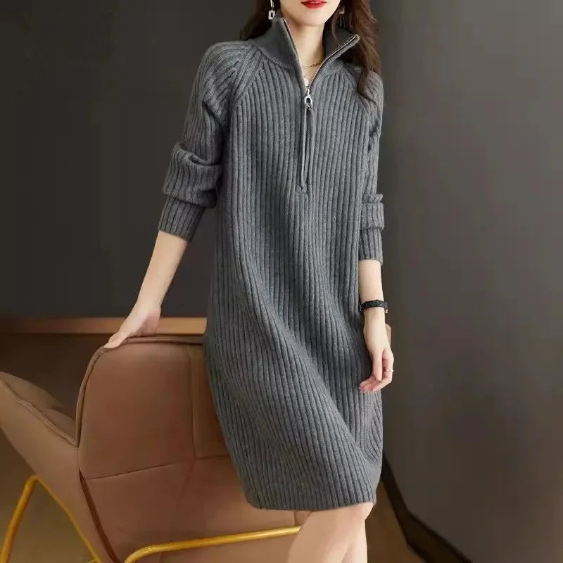 Amoura Dresses™ Knitted Zipper Dress