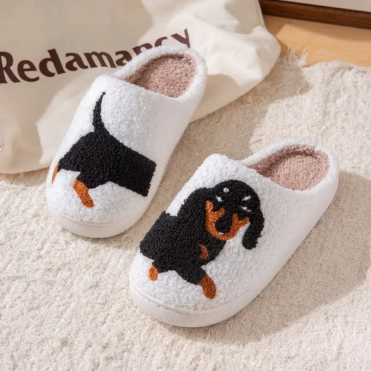 Lunara Winter™ Chinelos quentes bordados Dachshund