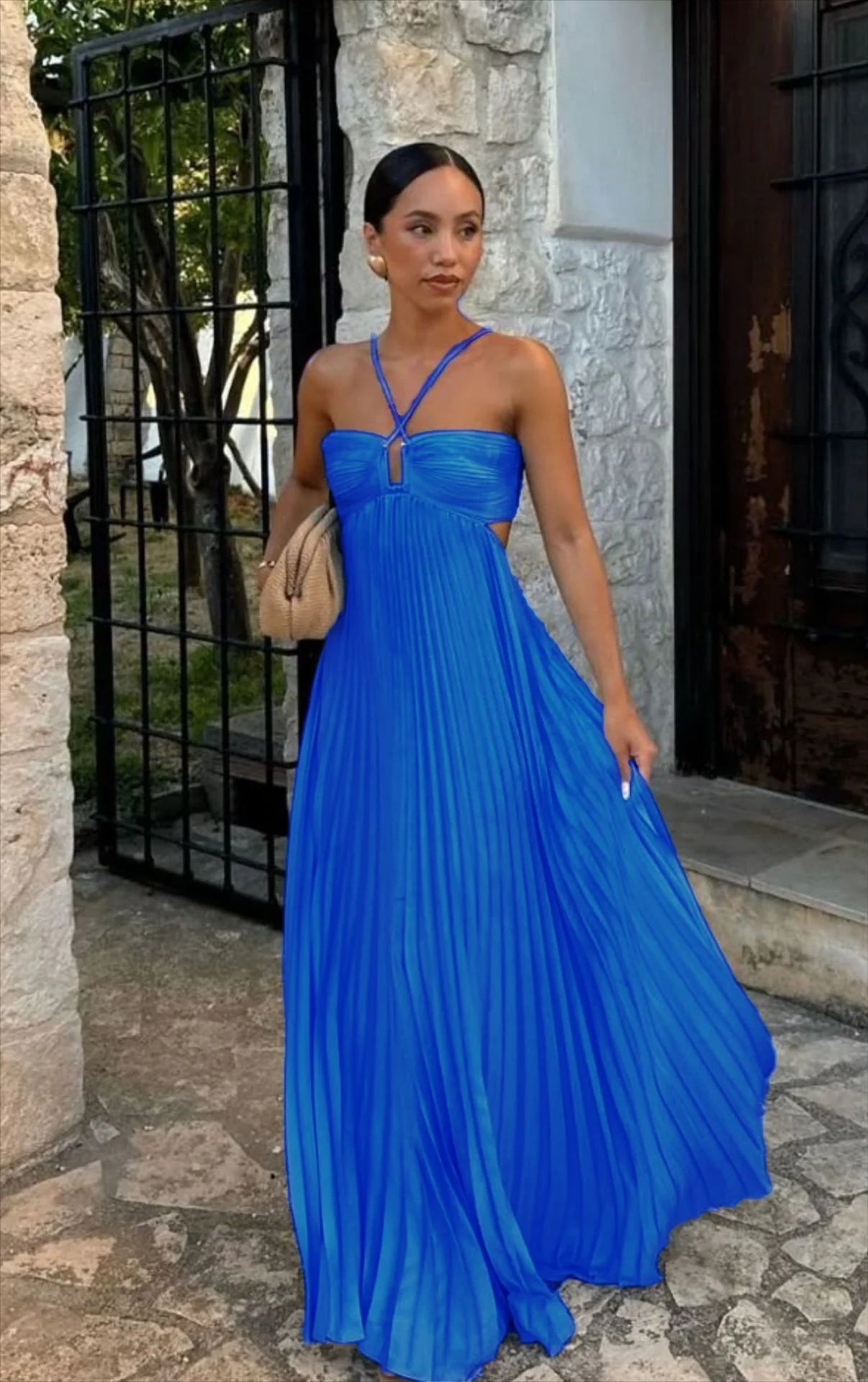 Amoura Dresses™ Sommer-Neckholder-Plisseekleid
