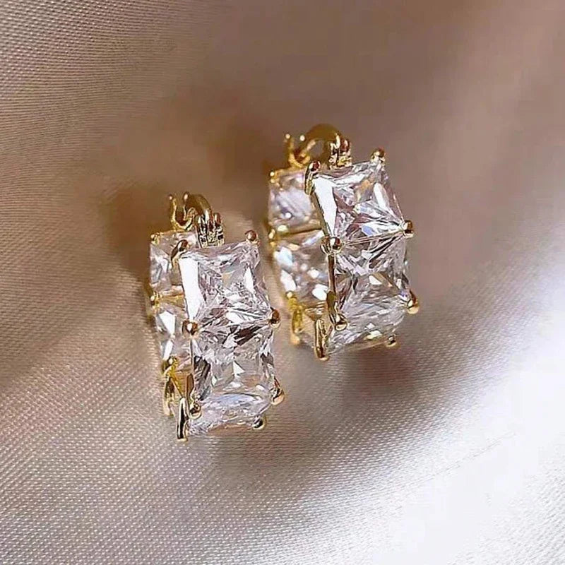 Elara Jewelry™ Emerald Cut Crystal Hoop Earrings