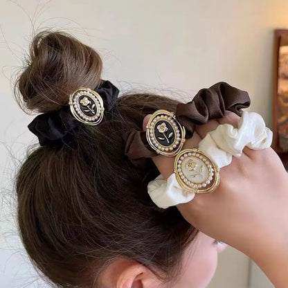 SatinÉclat™ Floral Charm Pearl Scrunchie