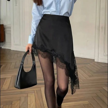 Satin Éclat™ Vintage Satin Lace Mini Skirt
