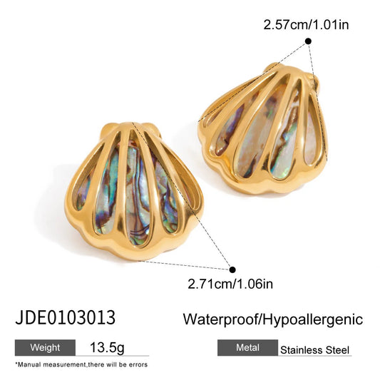 Elara Jewelry™ Abalone Shell Gold Earrings