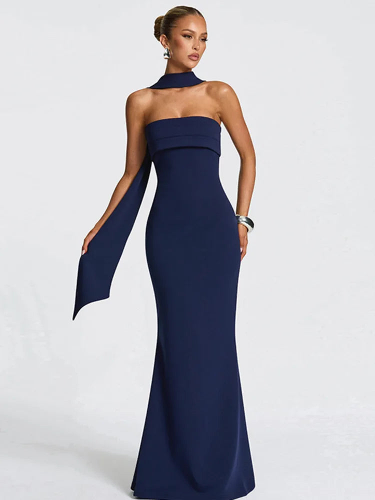 Amoura Dresses™ Party Dress Scarf Collar Sleeveless