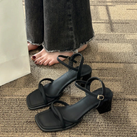 Solenne Shoes™ Delicate Square Low Heel Sandals
