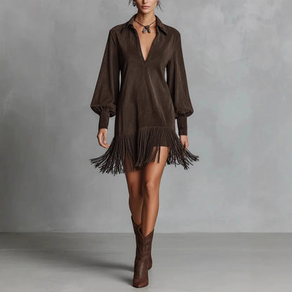 Amoura Dresses™ Faux Suede Tassel Dress
