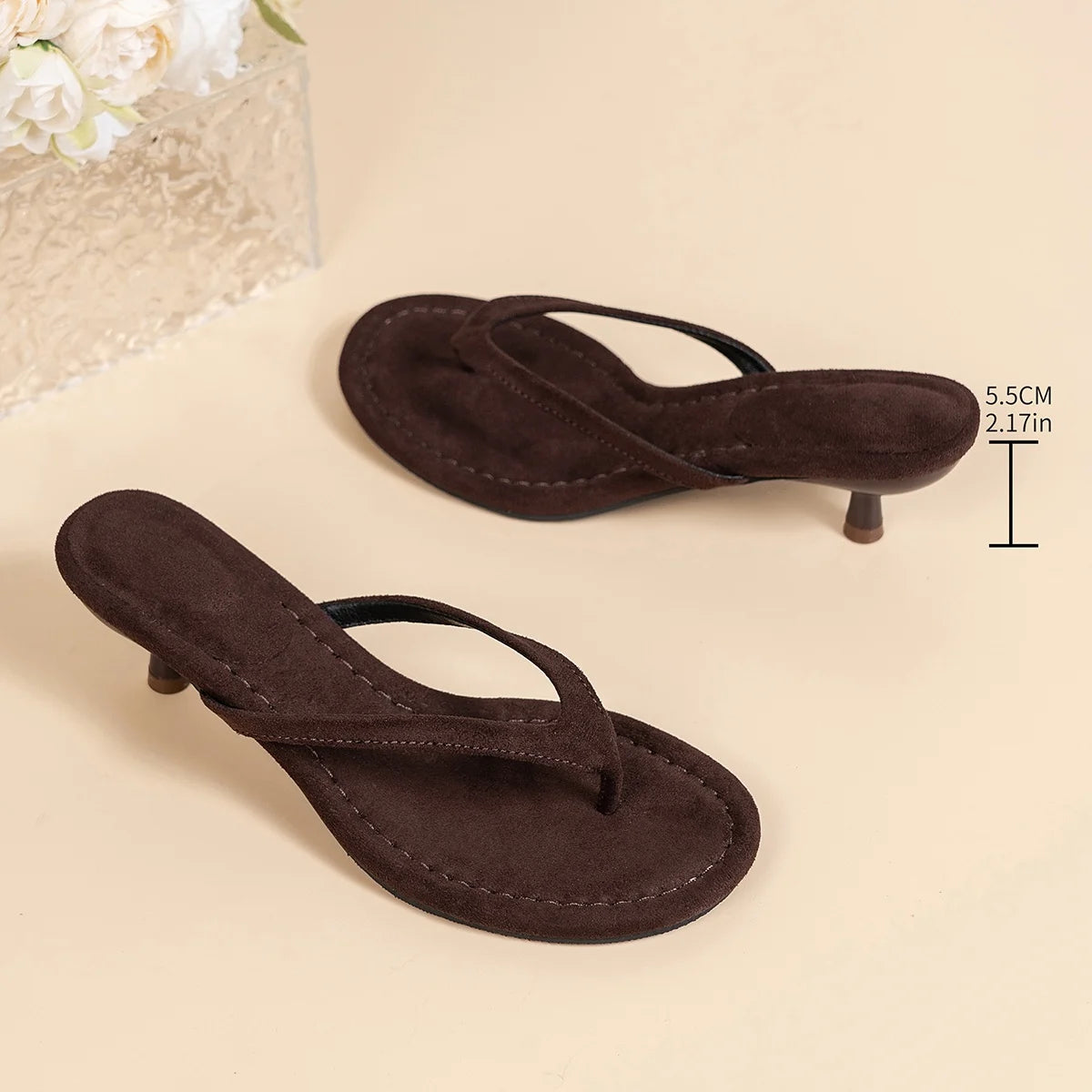 Solenne Shoes™ Thin Mini Heel Flip Flops