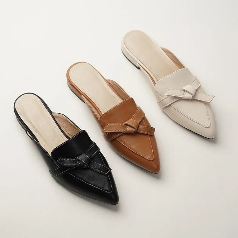 Solenne Shoes™ Pointed Toe Semi-Slippers Flat
