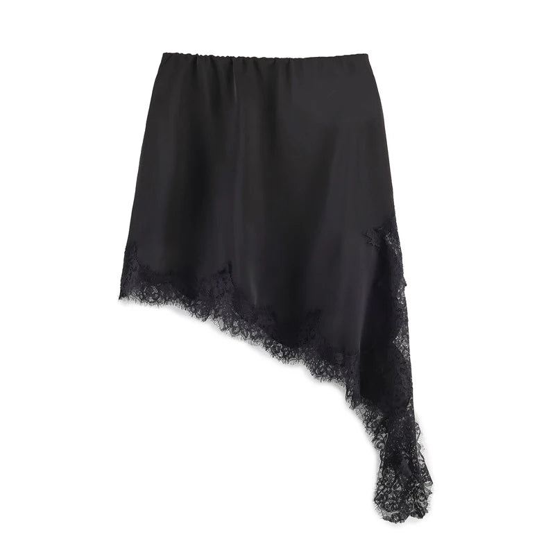 Satin Éclat™ Vintage Satin Lace Mini Skirt